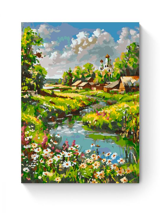Картина по номерам на подрамнике «Лето в селе» 70x50 см