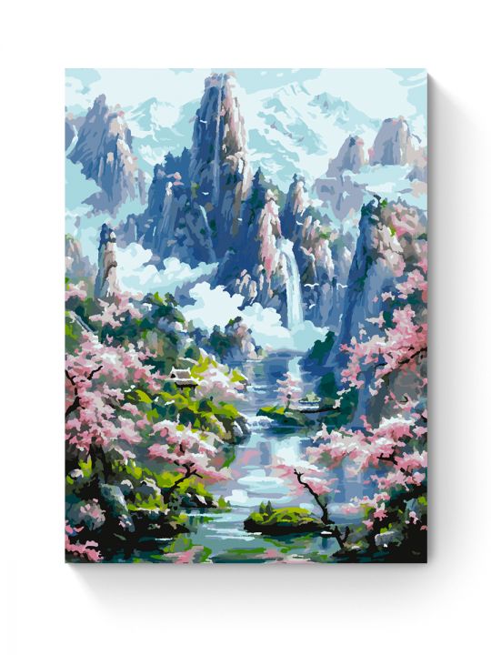 Картина по номерам на подрамнике «Сакура и горы» 70x50 см Картина по номерам на подрамнике «Сакура и горы» 70x50 см