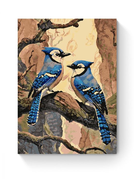 Картина по номерам на подрамнике «Голубые сойки» 70x50 см
