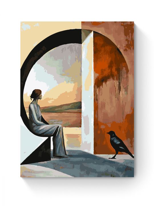 Картина по номерам на подрамнике «Она и ворон» 70x50 см