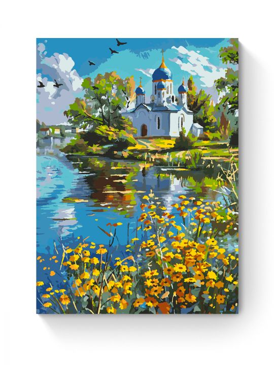 Картина по номерам на подрамнике «Храм у воды» 70x50 см Картина по номерам на подрамнике «Храм у воды» 70x50 см