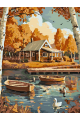 Картина по номерам без подрамника «Дом у реки» 70x50 см