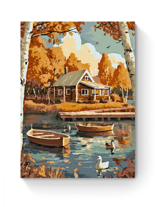 Картина по номерам на подрамнике «Дом у реки» 70x50 см Картина по номерам на подрамнике «Дом у реки» 70x50 см