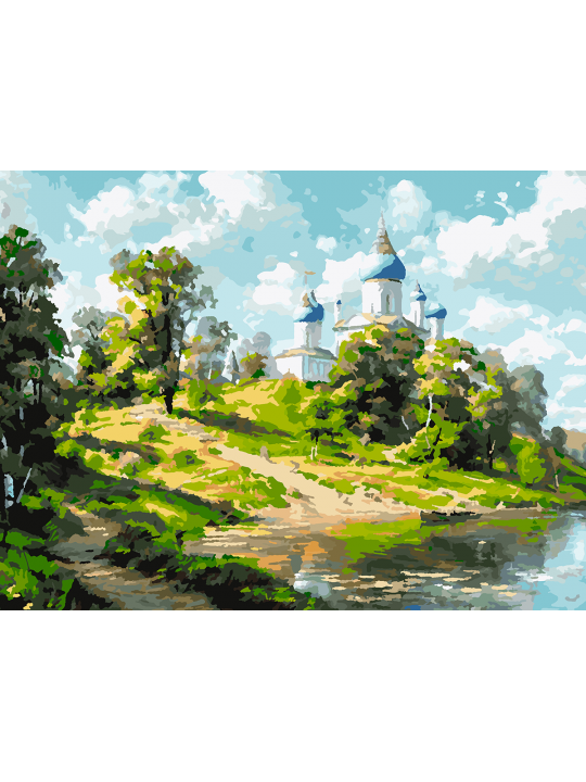 Картина по номерам без подрамника «Храм у воды» 70x50 см Картина по номерам без подрамника «Храм у воды» 70x50 см