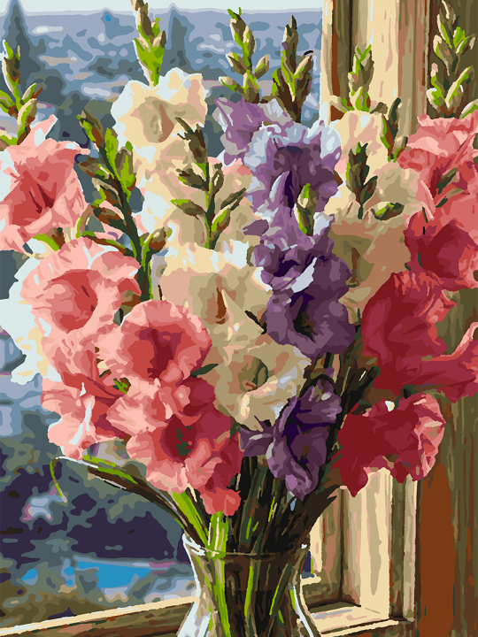 Картина по номерам без подрамника «Гладиолусы» 70x50 см