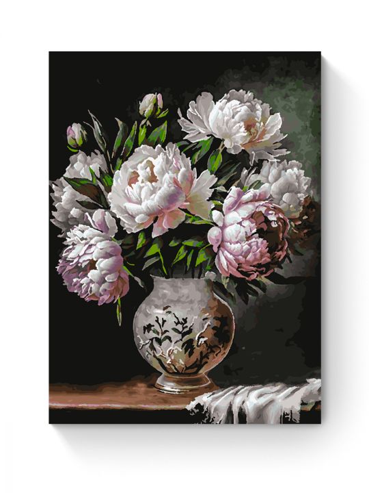 Картина по номерам на подрамнике «Ваза пионов» 70x50 см