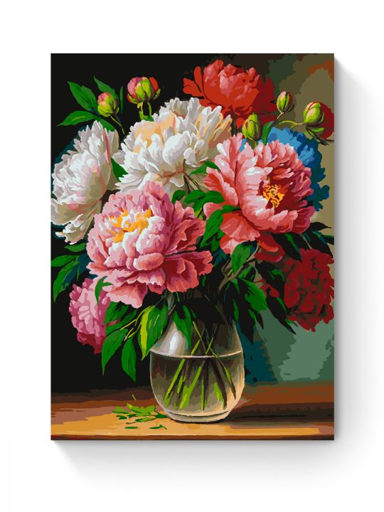 Картина по номерам на подрамнике «Букет пионов» 70x50 см