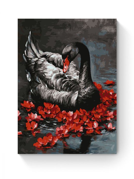 Картина по номерам на подрамнике «Чёрный лебедь» 70x50 см