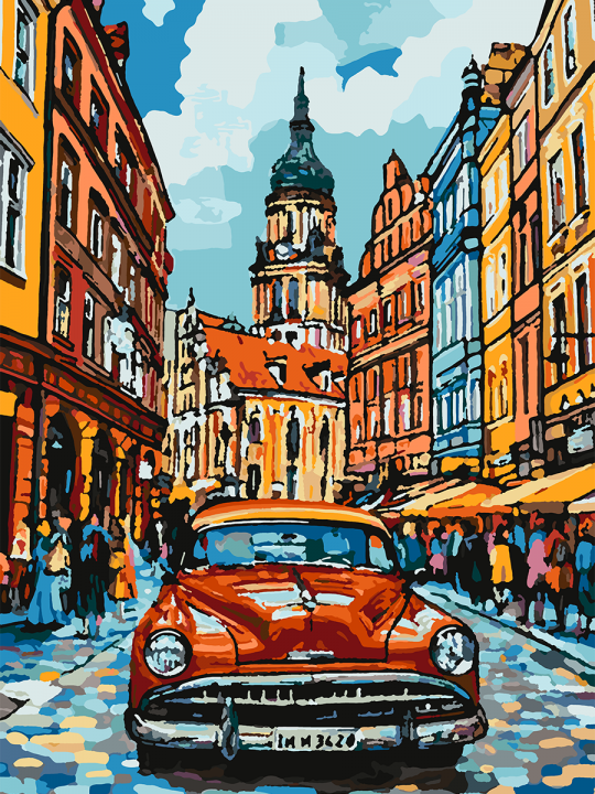 Картина по номерам без подрамника «Ретро-авто» 70x50 см