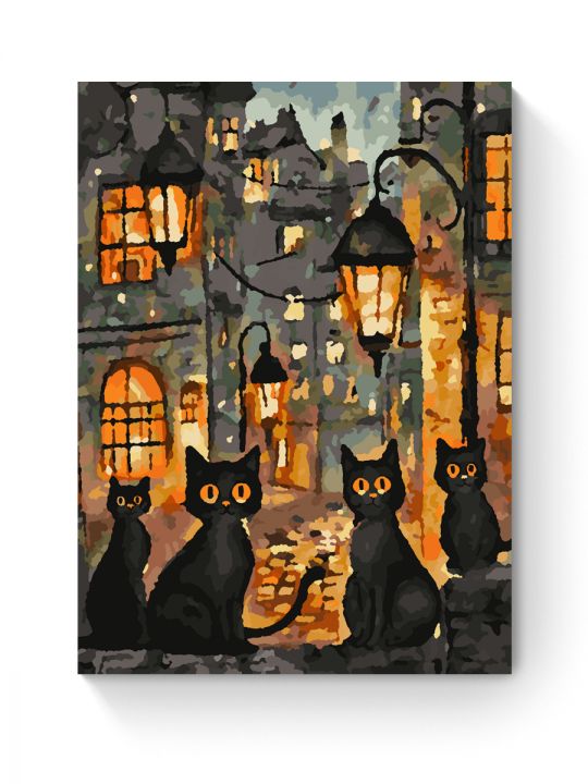 Картина по номерам на подрамнике «Чёрные коты» 25x20 см
