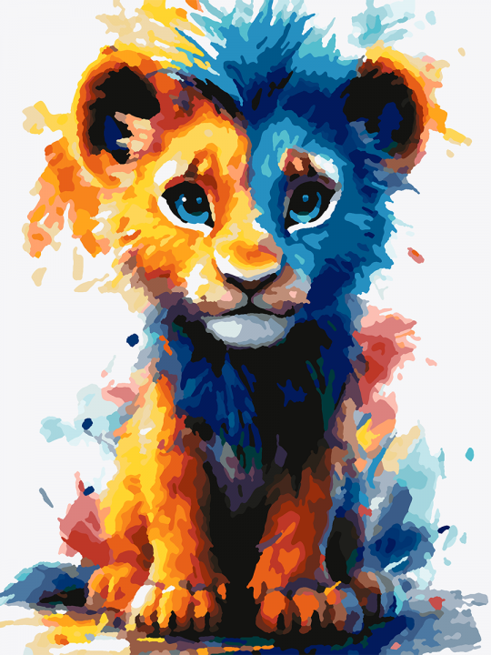 Картина по номерам без подрамника «Львёнок» 25x20 см