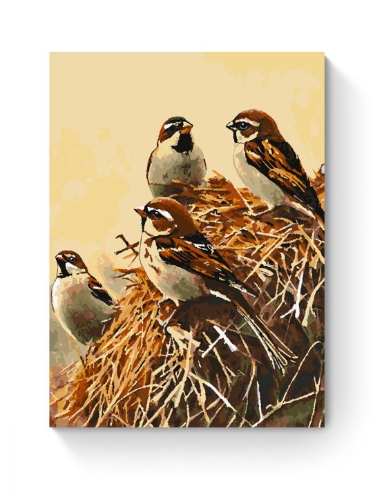 Картина по номерам на подрамнике «Воробьи» 70x50 см