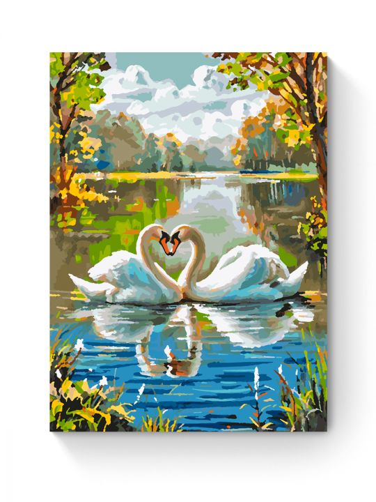 Картина по номерам на подрамнике «Пара лебедей» 35x25 см