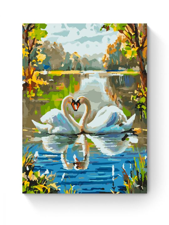 Картина по номерам на подрамнике «Пара лебедей» 25x20 см