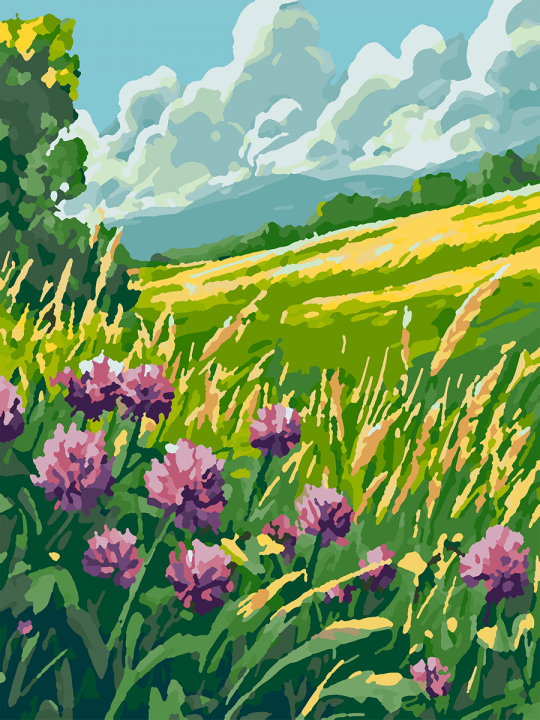 Картина по номерам без подрамника «Цветы клевера» 25x20 см Картина по номерам без подрамника «Цветы клевера» 25x20 см