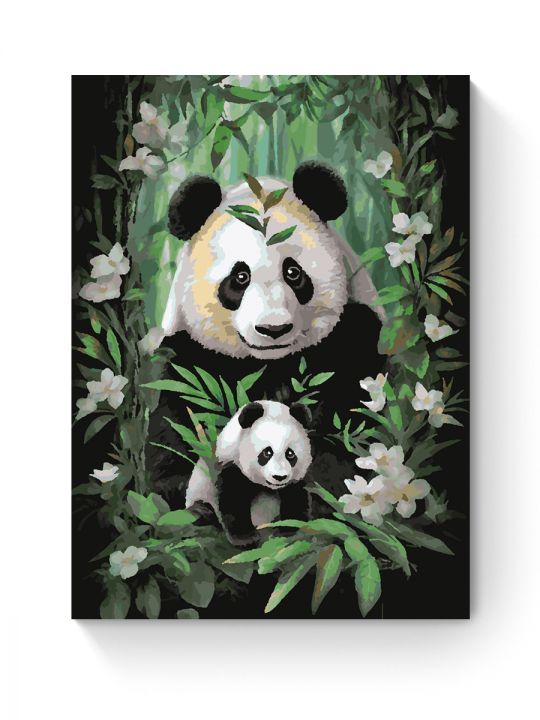 Картина по номерам на подрамнике «Мама панда» 70x50 см Картина по номерам на подрамнике «Мама панда» 70x50 см