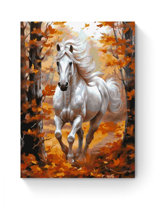 Картина по номерам на подрамнике «Белый конь» 70x50 см Картина по номерам на подрамнике «Белый конь» 70x50 см