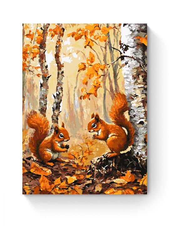 Картина по номерам на подрамнике «Две белочки» 70x50 см