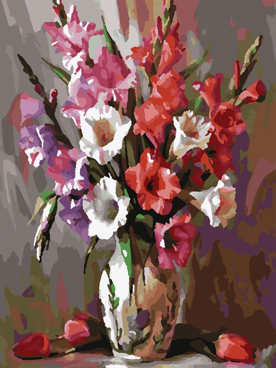 Картина по номерам без подрамника «Гладиолусы» 25x20 см