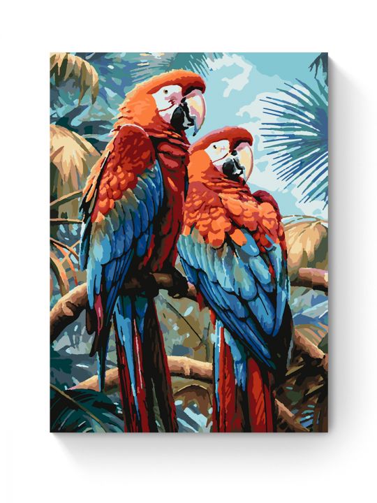 Картина по номерам на подрамнике «Попугаи Ара» 35x25 см