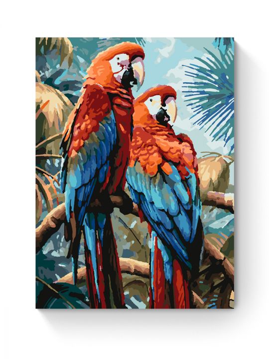 Картина по номерам на подрамнике «Попугаи Ара» 25x20 см