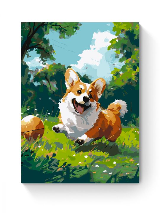 Картина по номерам на подрамнике «Милый корги» 70x50 см