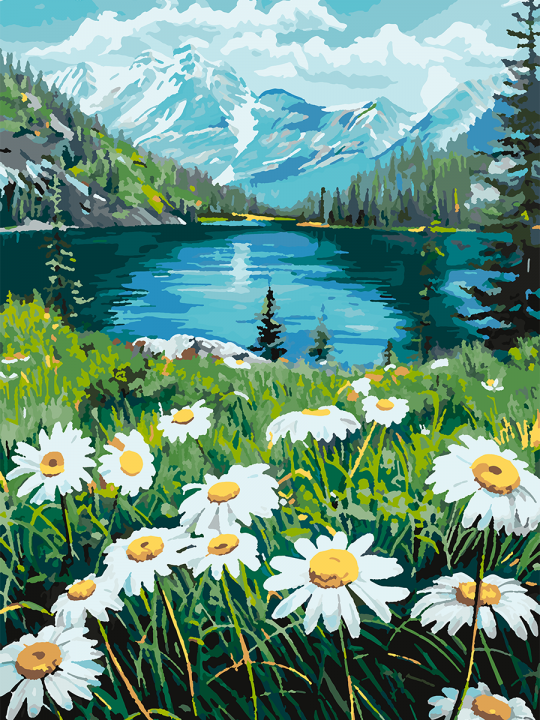 Картина по номерам без подрамника «Ромашки» 70x50 см Картина по номерам без подрамника «Ромашки» 70x50 см