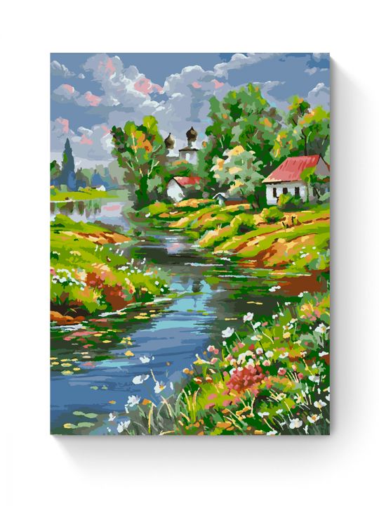 Картина по номерам на подрамнике «Деревня летом» 70x50 см Картина по номерам на подрамнике «Деревня летом» 70x50 см