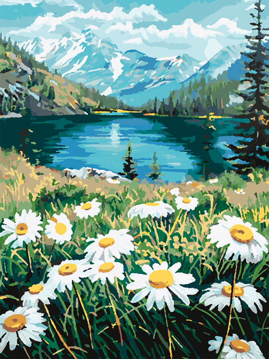 Картина по номерам без подрамника «Ромашки» 35x25 см Картина по номерам без подрамника «Ромашки» 35x25 см