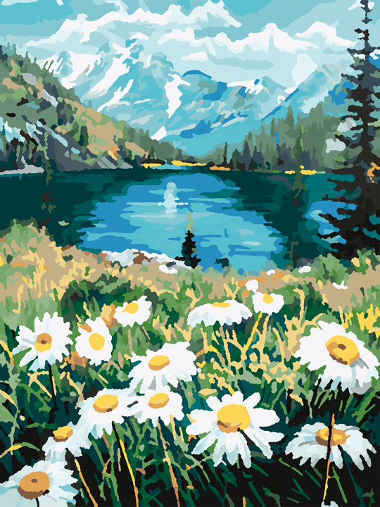 Картина по номерам без подрамника «Ромашки» 25x20 см Картина по номерам без подрамника «Ромашки» 25x20 см