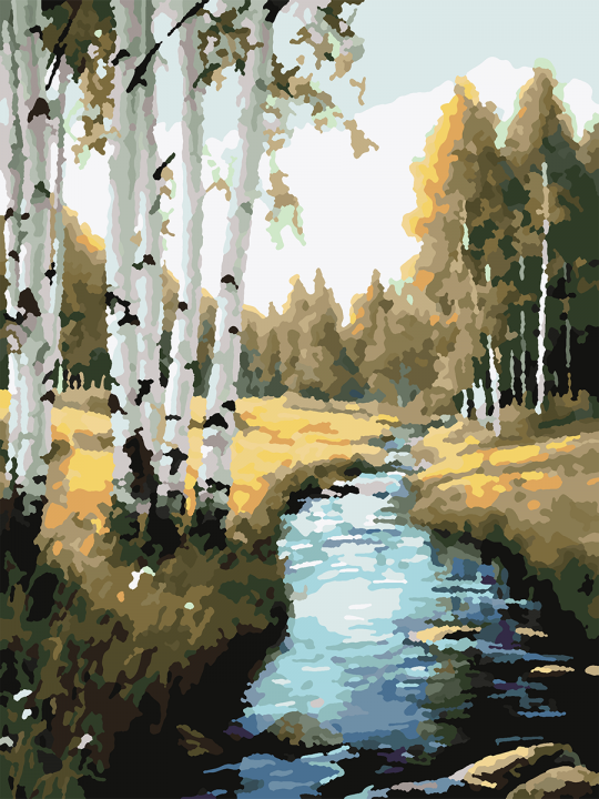 Картина по номерам без подрамника «Речка в лесу» 25x20 см Картина по номерам без подрамника «Речка в лесу» 25x20 см