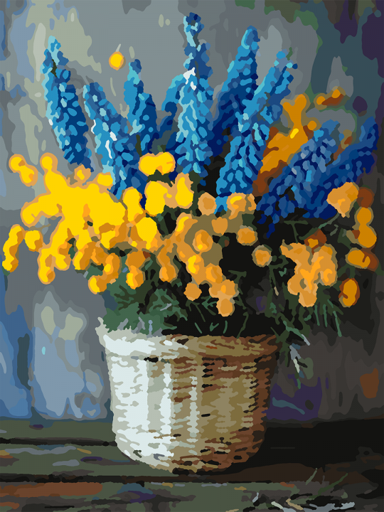 Картина по номерам без подрамника «Мимоза букет» 25x20 см