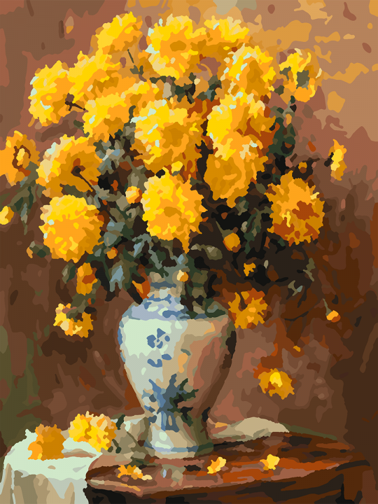 Картина по номерам без подрамника «Хризантемы» 25x20 см