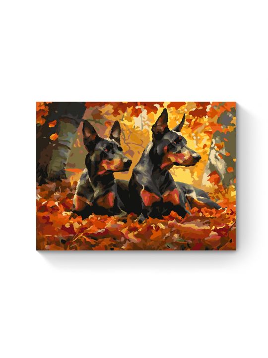 Картина по номерам на подрамнике «Доберманы» 25x20 см Картина по номерам на подрамнике «Доберманы» 25x20 см