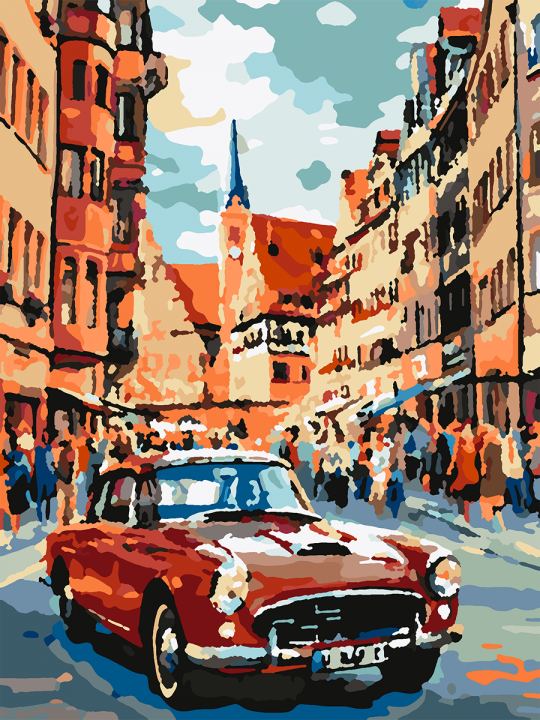 Картина по номерам без подрамника «Ретро авто» 25x20 см