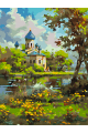 Картина по номерам без подрамника «Храм у реки» 35x25 см