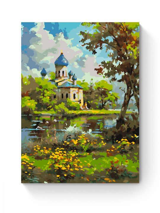 Картина по номерам на подрамнике «Храм у реки» 35x25 см Картина по номерам на подрамнике «Храм у реки» 35x25 см