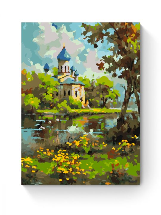 Картина по номерам на подрамнике «Храм у реки» 25x20 см Картина по номерам на подрамнике «Храм у реки» 25x20 см