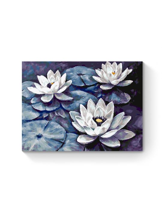 Картина по номерам на подрамнике «Лилии в пруду» 35x25 см