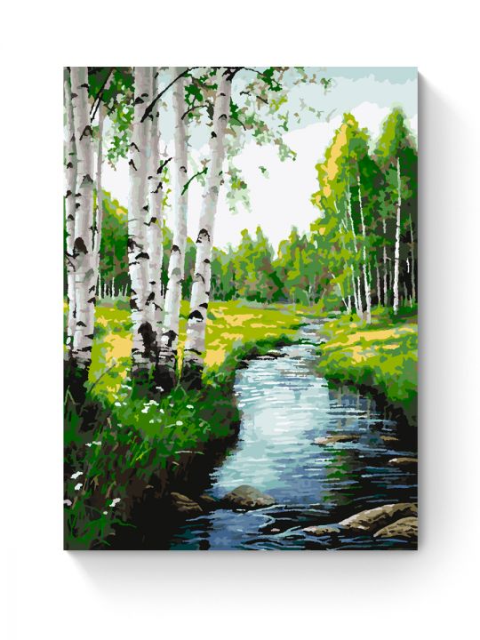 Картина по номерам на подрамнике «Речка в лесу» 70x50 см