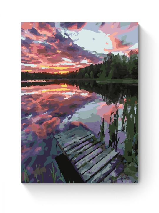 Картина по номерам на подрамнике «Закат на реке» 25x20 см