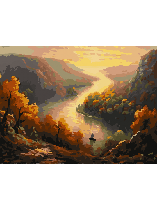 Картина по номерам без подрамника «Речная долина» 25x20 см