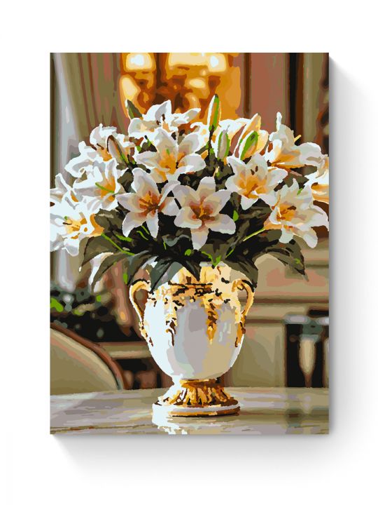Картина по номерам на подрамнике «Белые лилии» 35x25 см
