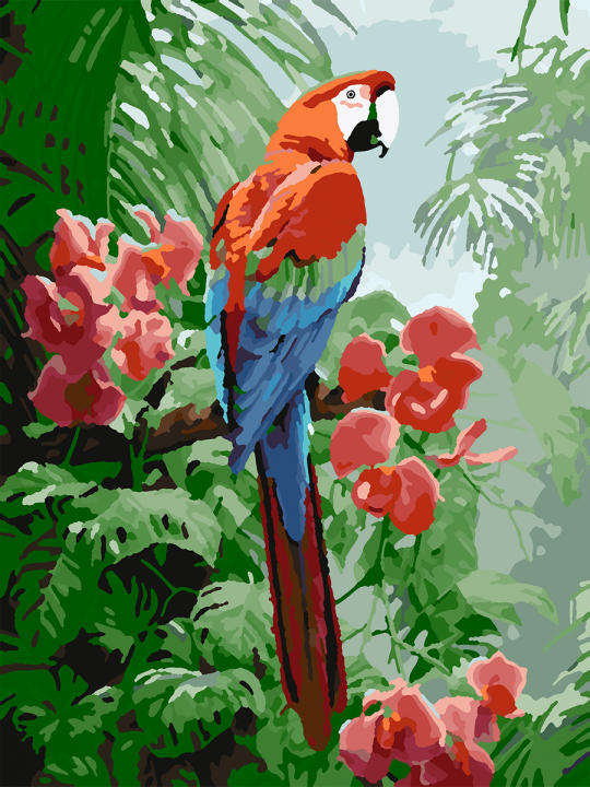 Картина по номерам без подрамника «Попугаи ара» 25x20 см Картина по номерам без подрамника «Попугаи ара» 25x20 см