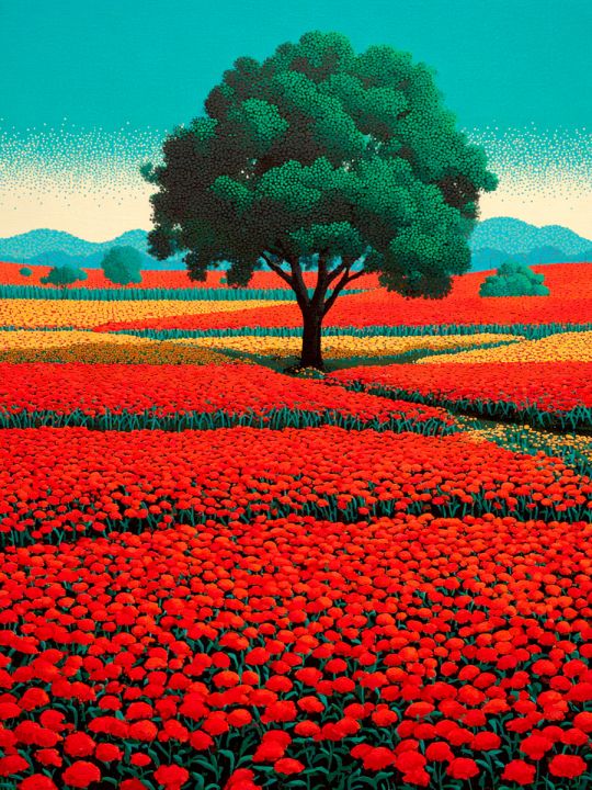 Картина интерьерная «Поле роз» холст 70x50 см