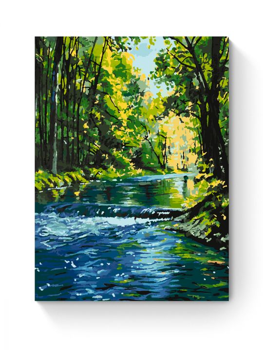 Картина по номерам на подрамнике «Лесная река» 70x50 см Картина по номерам на подрамнике «Лесная река» 70x50 см