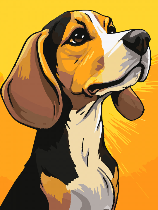 Картина по номерам без подрамника «Бигль» 25x20 см