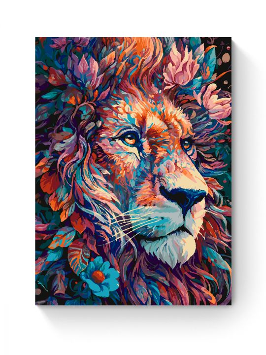 Картина по номерам на подрамнике «Цветочный лев» 70x50 см