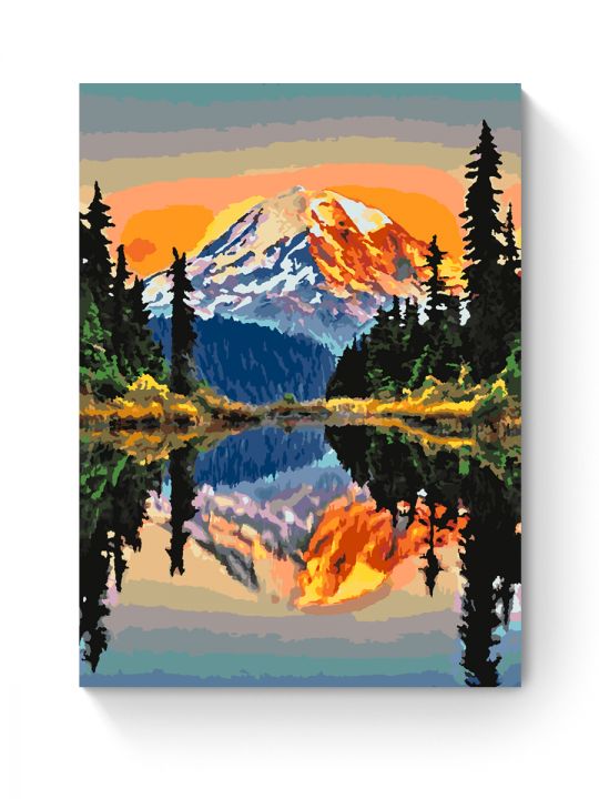Картина по номерам на подрамнике «Отражение гор» 70x50 см