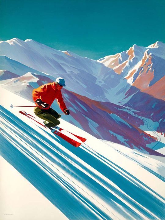 Картина интерьерная «Лыжник» холст 80x60 см